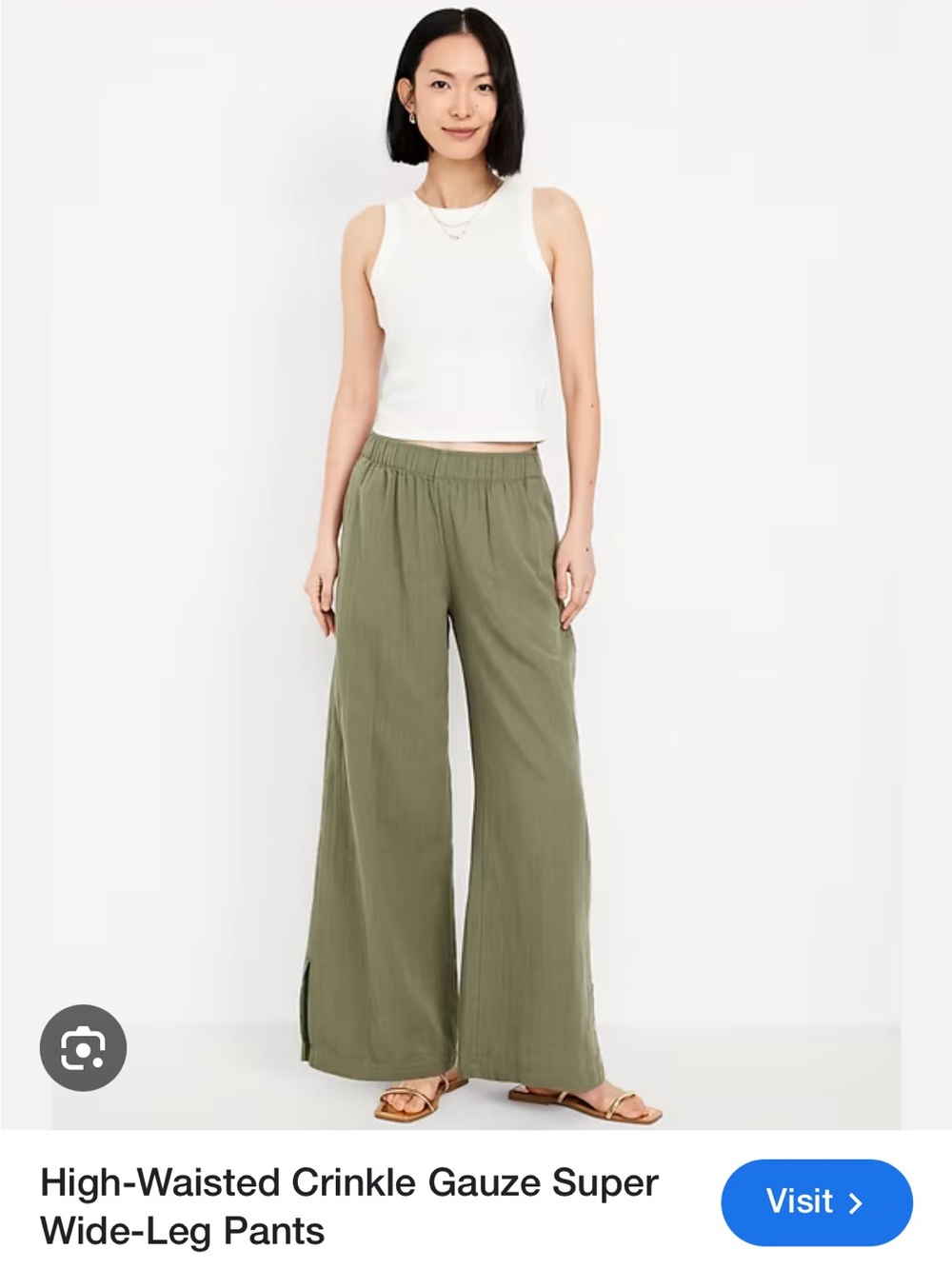 Old Navy Olive High-waisted Crinkle Gauze Wide-Leg Pants
